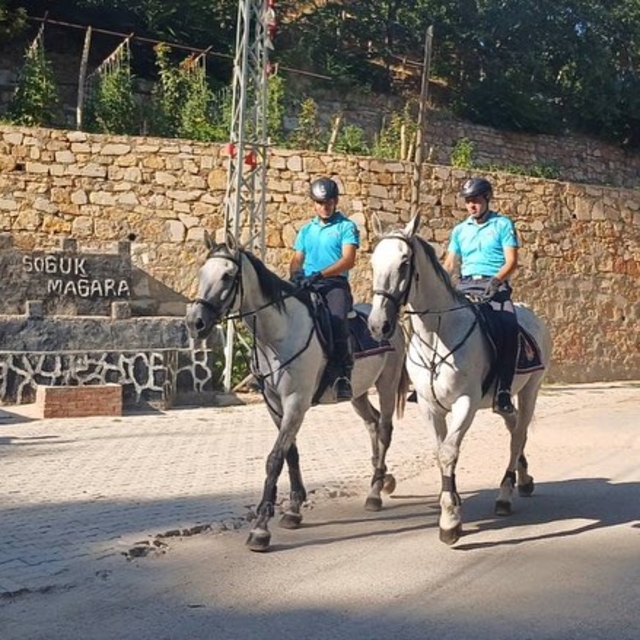 Keban'da atlı jandarma timi devriye yaptı