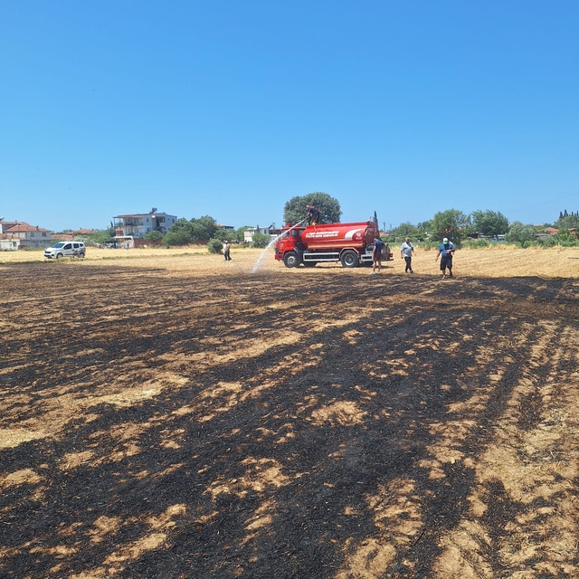 Gömeç'te meydana gelen anız yangını söndürüldü