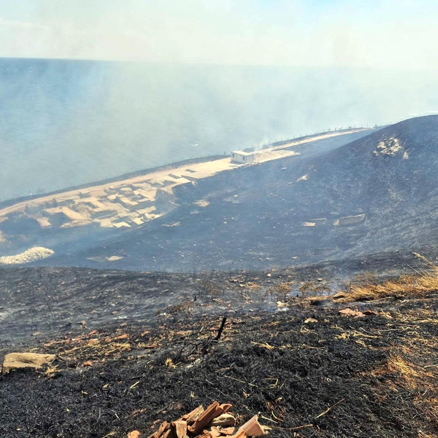Perinthos Antik Kenti yakınında anız yangını