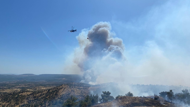 Çanakkale'de çıkan orman yangınına müdahale ediliyor