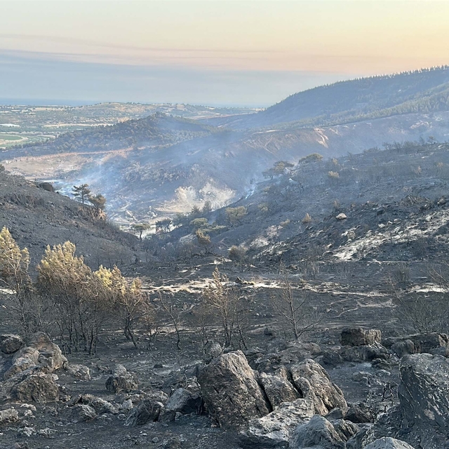 Çanakkale'deki orman yangını 2'nci günde; yanan alanlar dronla görüntülendi