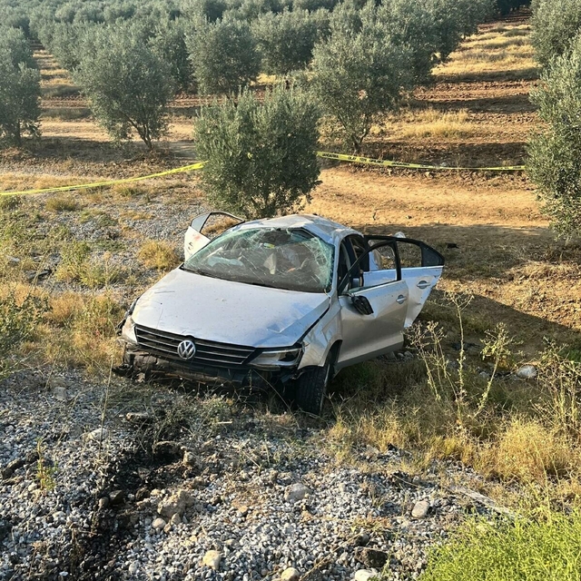 Manisa'da otomobil zeytinliğe uçtu; aynı aileden 1 ölü, 4 yaralı