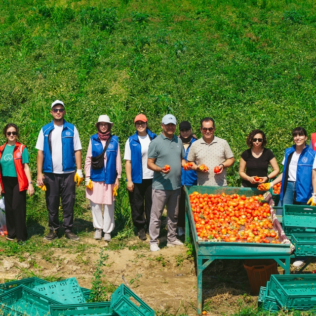 Aydınlı gençlerden domates toplayan işçilere destek