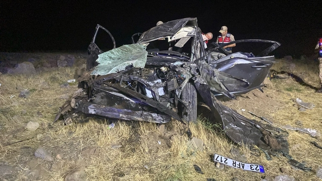 Elazığ'da otomobil yol kenarına devrildi: 2 ölü, 3 yaralı