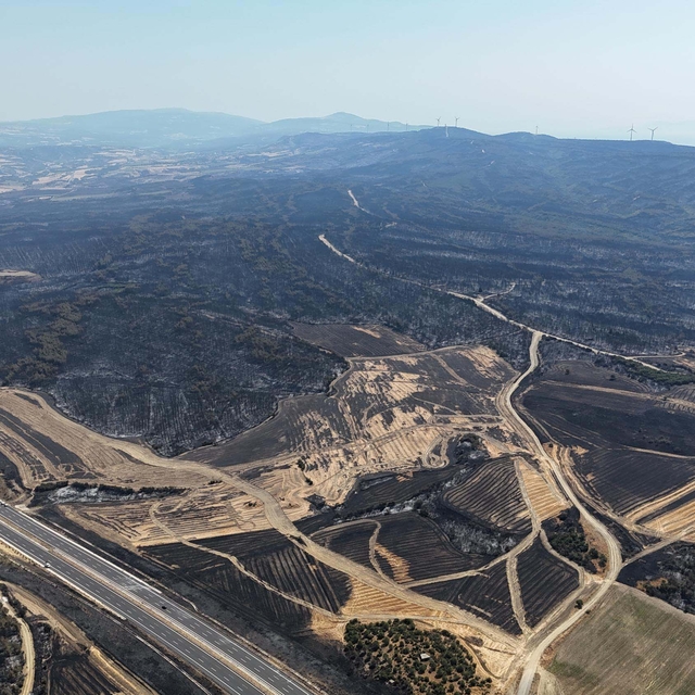 Tekirdağ yangınında Çanakkale'de zarar gören alanlar dron ile görüntülendi