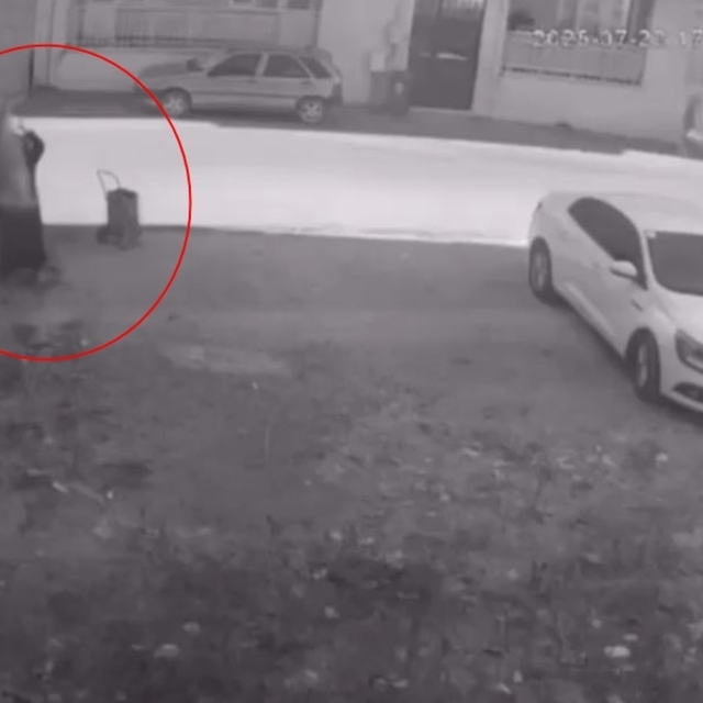 Kuruması için sokaktaki demire asılan halıyı çaldı; o anlar kamerada