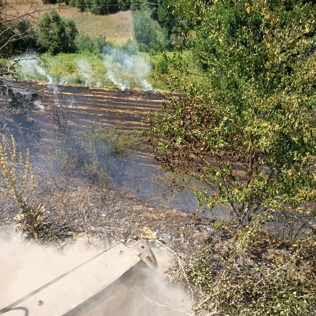 Tokat'ta çıkan anız yangınında yaklaşık 6 dönümlük alan zarar gördü
