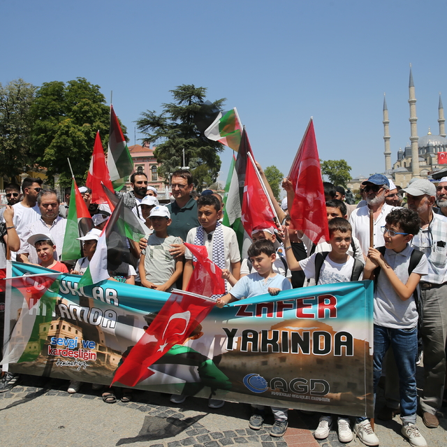 Edirne'de çocuklardan Gazze'ye destek gösterisi