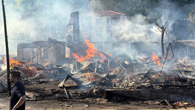 Bartın'da çıkan yangında 2 ev ile 2 samanlık kullanılamaz hale geldi