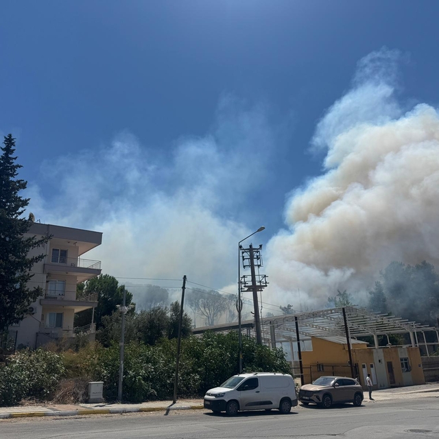 Antalya'nın Aksu ilçesinde çıkan yangına müdahale ediliyor