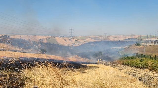 Gelibolu'da tarım arazisinde çıkan yangın söndürüldü
