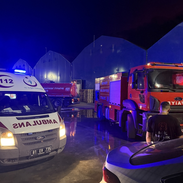 Düzce'de otomotiv yedek parça fabrikasında çıkan yangın söndürüldü