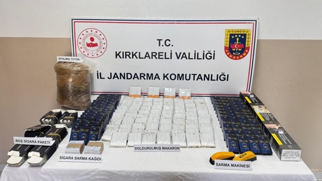 Kırklareli'nde 4 bin 220 makaron ile 3 kilogram tütün ele geçirildi