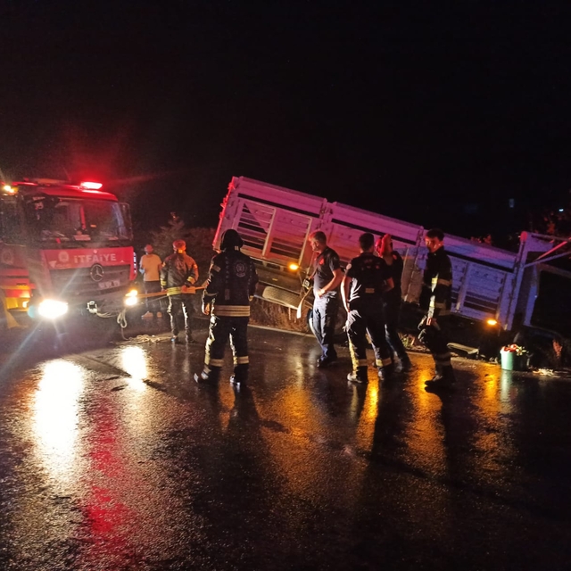 Kocaeli'de yoldan çıkan kamyonetin sürücüsü yaralandı