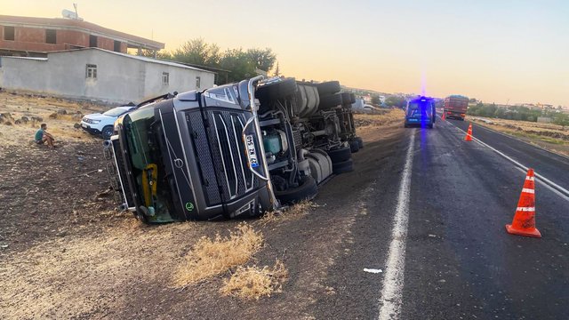 Şanlıurfa'da hayvan yüklü tırın devrilmesi sonucu 2 kişi yaralandı