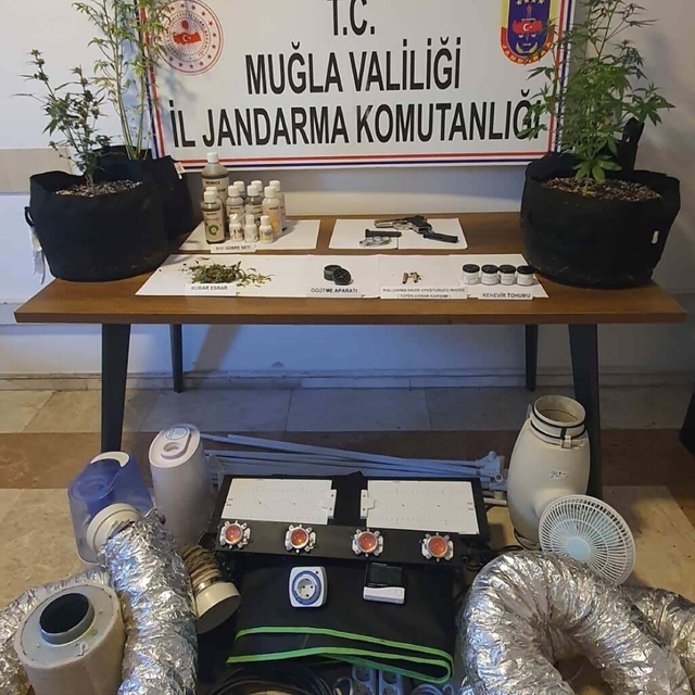 Evde iklimlendirme sistemiyle uyuşturucu yetiştiren 2 şüpheliye gözaltı