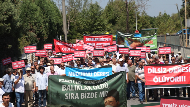 Sakarya'da vatandaşlar, fabrikaların Mudurnu Deresi'ni kirlettiği iddiasıyla protesto düzenledi