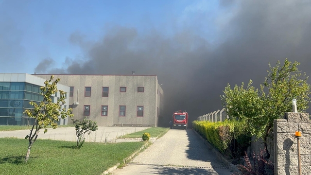 Tekirdağ'da tarım arazisinden tül fabrikasına sıçrayan yangına müdahale ediliyor