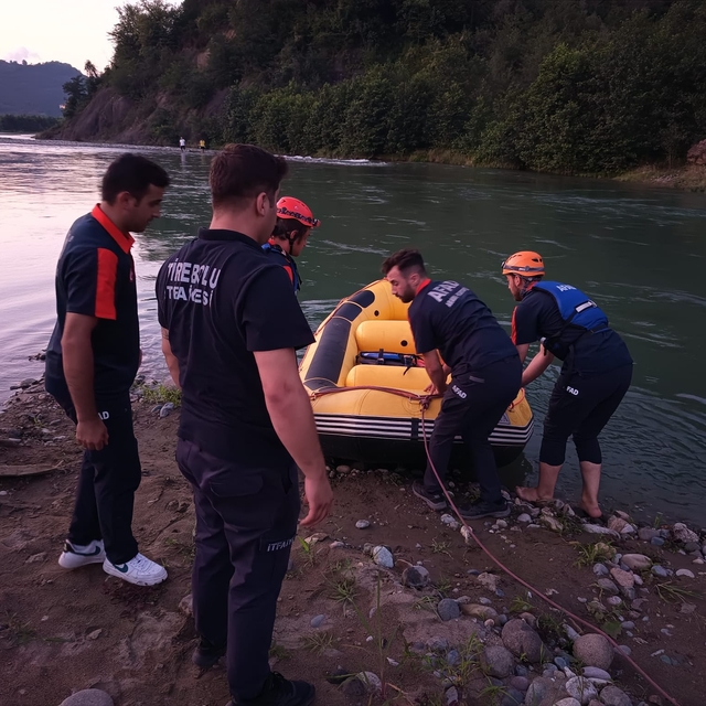 Giresun'da Harşit Çayı'nda balık tutarken mahsur kalan 2 kişi kurtarıldı