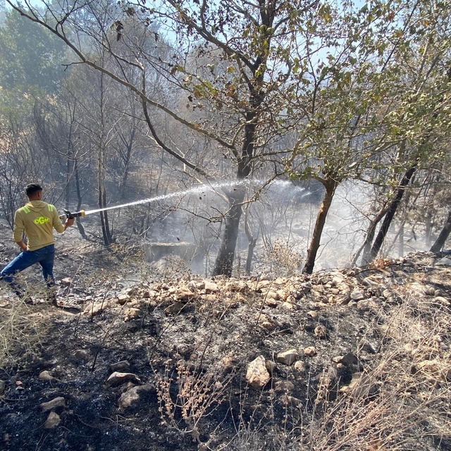 Çanakkale'nin Ayvacık ilçesinde büyük oranda kontrol altına alınan yangına...