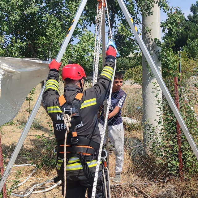 Konya'da kuyuya düşen keçi itfaiye ekiplerince kurtarıldı