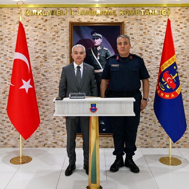 Kırklareli Valisi Turan, İl Jandarma Komutanı Eskitürk'ü ziyaret etti