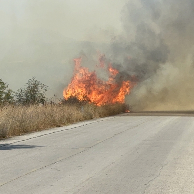 Çan'da çıkan anız yangını söndürüldü