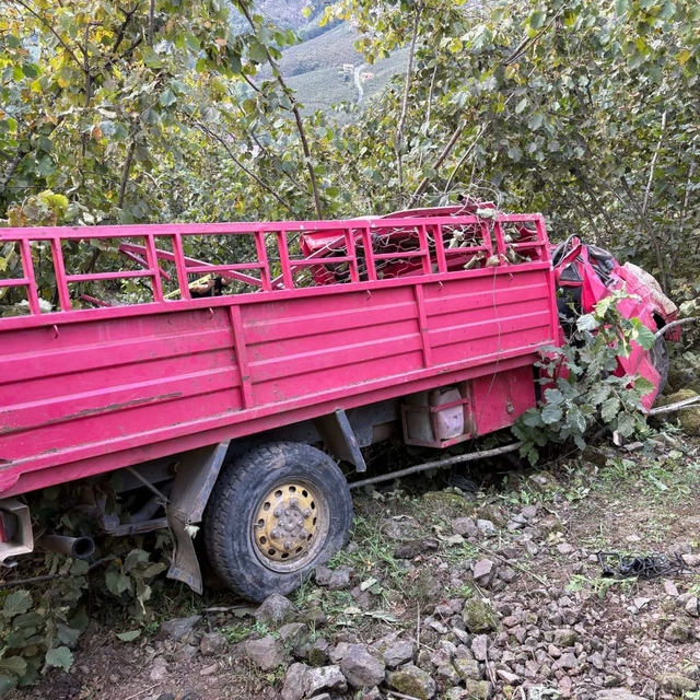 Giresun'da fındık işçilerini taşıyan kamyonet şarampole yuvarlandı: 4 ölü 1...