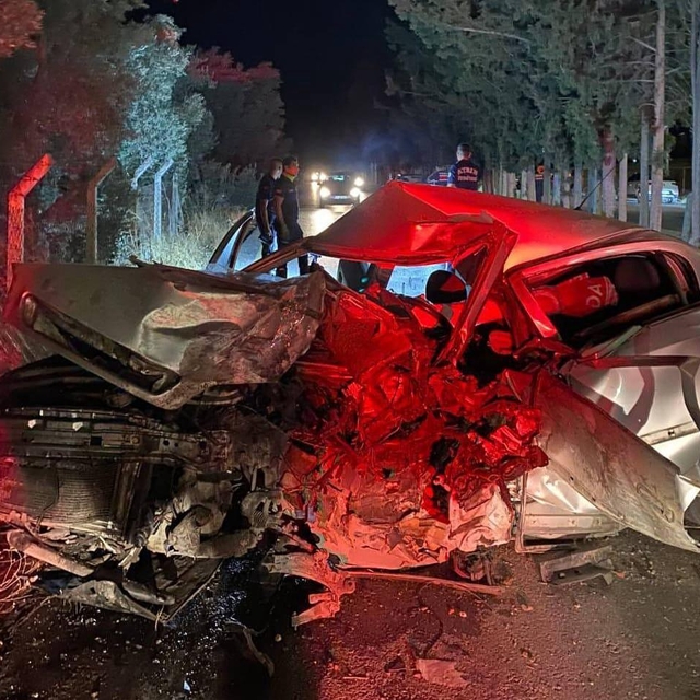 Aydın'da refüjdeki ağaca çarpan otomobilin sürücüsü hayatını kaybetti