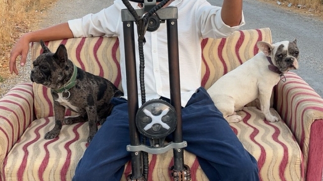 Muğla'da bir kişi koltuk monte ettiği skuterde iki köpeğiyle yolculuk yaptı