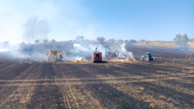 Tokat'ta çıkan anız yangınında yaklaşık 250 dönümlük alan zarar gördü