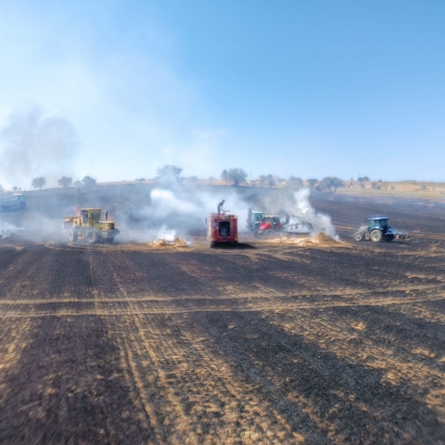 Tokat'ta çıkan anız yangınında yaklaşık 250 dönümlük alan zarar gördü