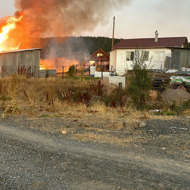 İki yayla evi yangında küle döndü