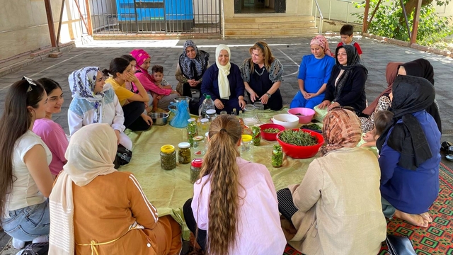 Batman'da toplum merkezi kursiyeri kadınlar kışlık turşularını da imece usulü hazırlıyor