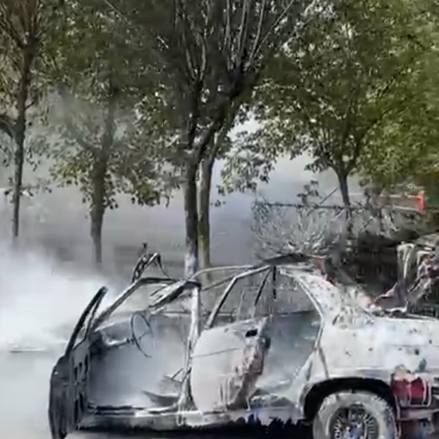 Park halindeki 2 otomobil yandı