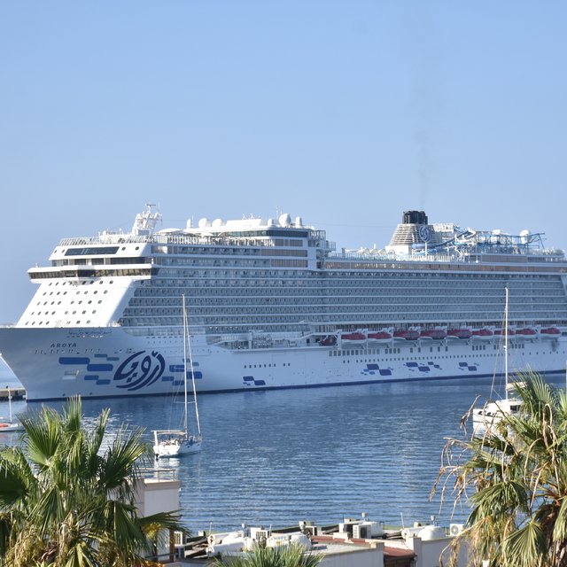 "Aroya" kruvaziyeri 2 bin 683 yolcusuyla Bodrum'a geldi