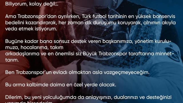 Uğurcan Çakır'dan veda paylaşımı