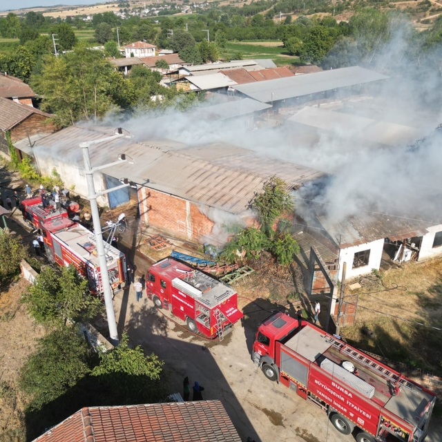 Bursa'da samanlıkta çıkan yangın söndürüldü