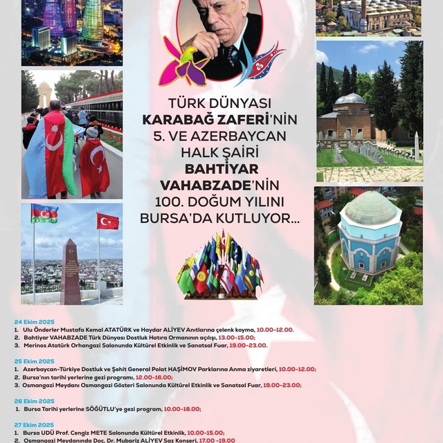 Bursa'da Karabağ Zaferi'nin 5. yıldönümü çeşitli etkinliklerle kutlanacak