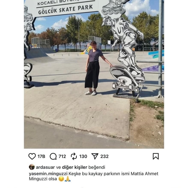 Mattia Ahmet Minguzzi'nin ismi, Kocaeli'deki kaykay parkında yaşatılacak