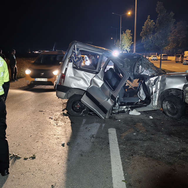 Otomobil, refüjdeki ağaç ve aydınlatma direğine çarpıp devrildi: 1 ölü, 2 y...
