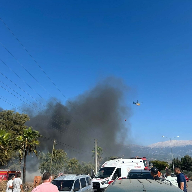 Orman yakınlarındaki kereste deposunda yangın