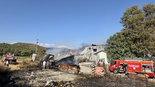 Muğla'da kereste deposu yangında kullanılamaz hale geldi