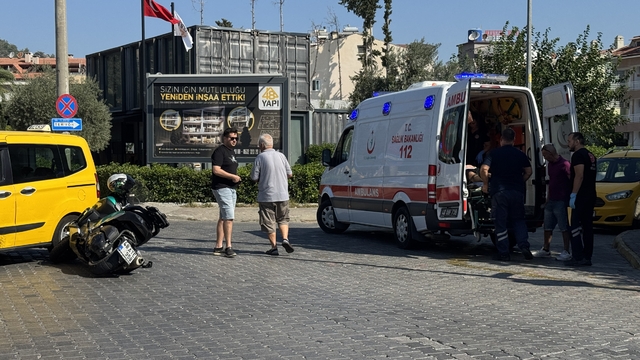 Marmaris'te taksiyle çarpışan motosikletin sürücüsü yaralandı