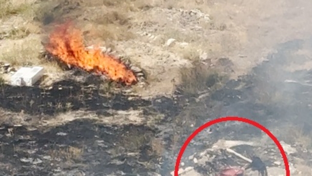 Alevlere rağmen salça karıştırmaya devam etti