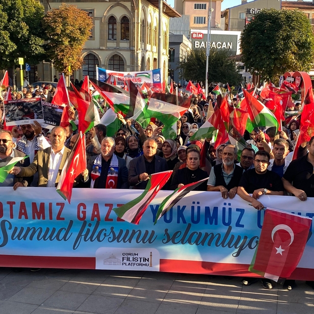 Çorum'da Filistin ve Küresel Sumud Filosu'na destek yürüyüşü yapıldı