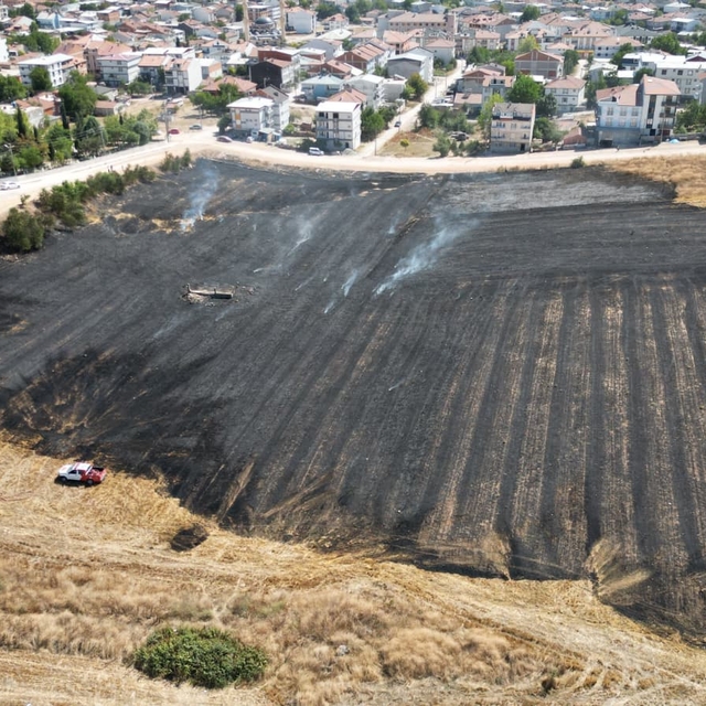 Bursa'da evlere yakın noktada çıkan anız yangını söndürüldü