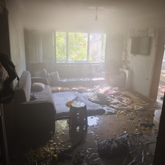 Sakarya'da evde çıkan yangında hasar oluştu