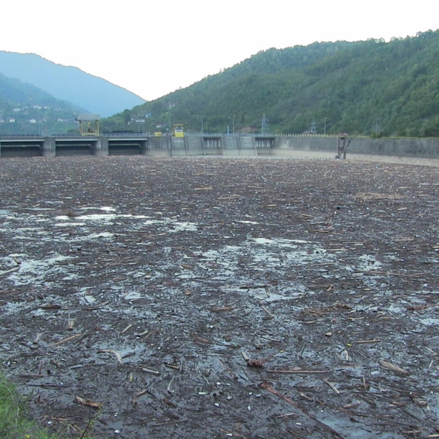 Sel gitti çöpü kaldı; rengi değişen baraj gölü odunlarla doldu