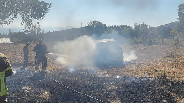 Balıkesir'de anız yangını; zeytin ağaçları ile 1 otomobil yandı